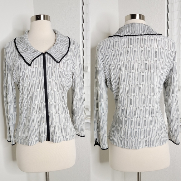 SAMUEL DONG Textured Zip Front Top L. - Picture 1 of 7